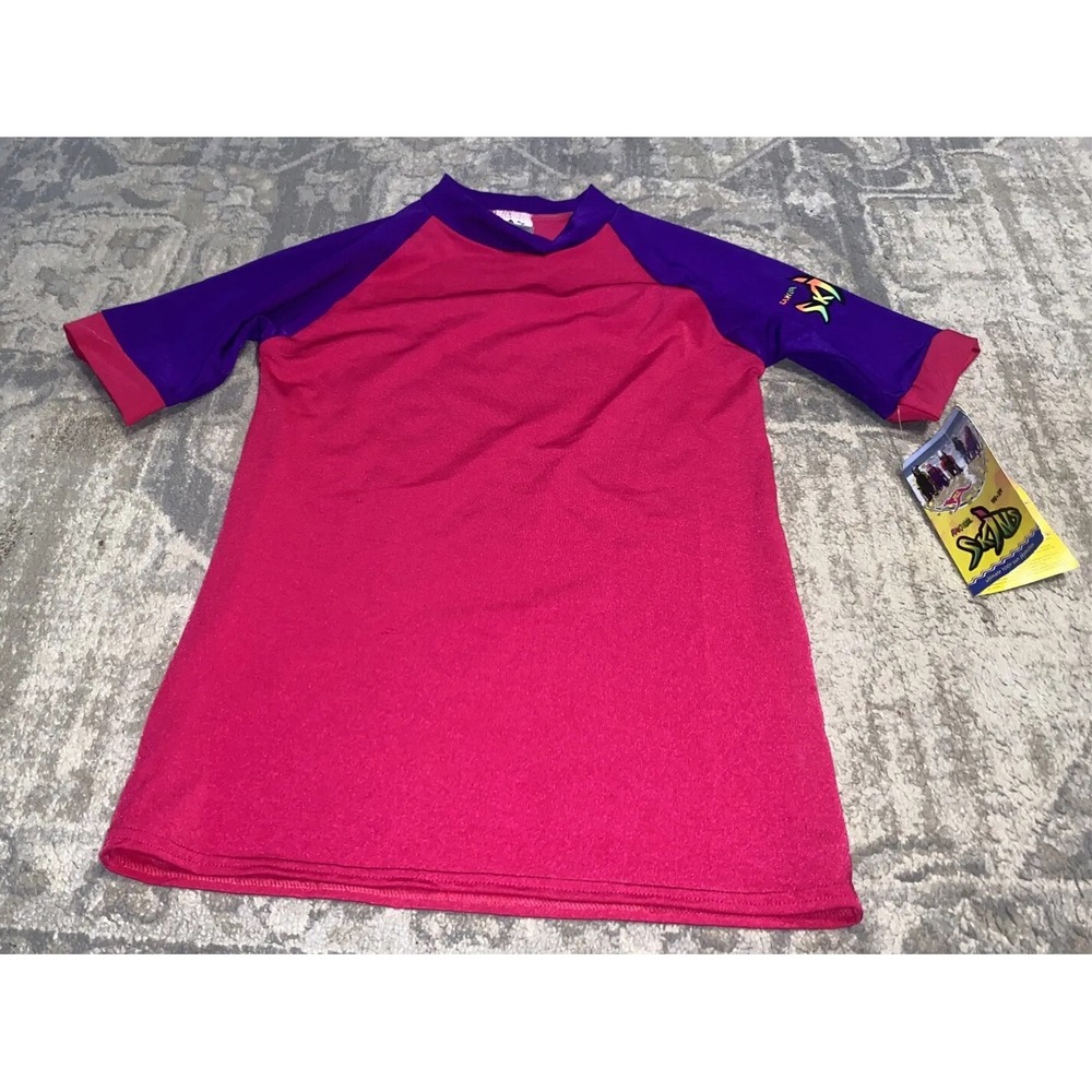 New Radicool Skins Youth Sz 12 Sun‎ Swim SS Shirt UPF 100+ Rash Guard Pink